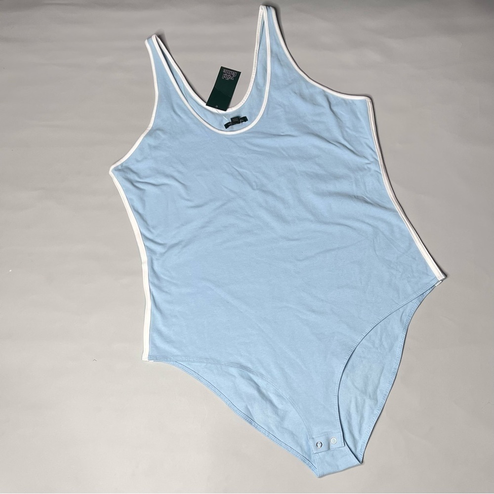 WILD Fable Tank Bodysuit Blue with White Stripes Women Size 1X
